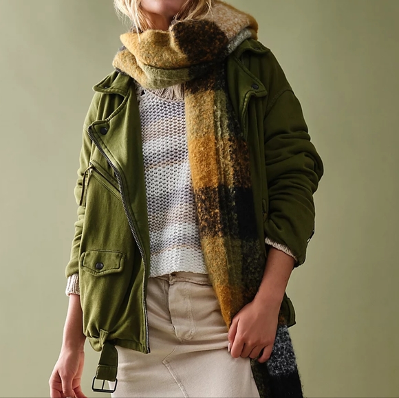 NEW Free People Olive Green Rebel Rebel Knit Oversized Moto Jacket S